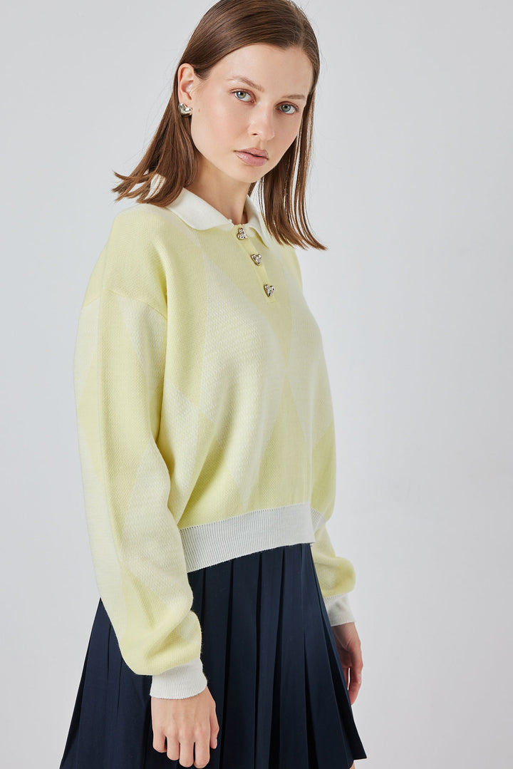 BGD Women Kadın Crop Triko Kazak 15936 - A.Sarı - Skelmersdale