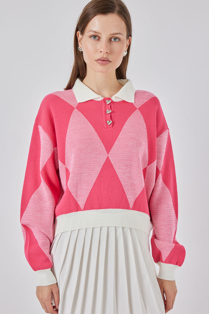 BGD Women Kadın Crop Triko Kazak 15936 - C. Pembe - Piatra Neamţ
