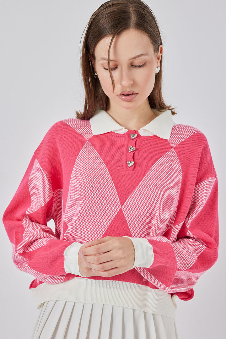 BGD Women Kadın Crop Triko Kazak 15936 - C. Pembe - Piatra Neamţ