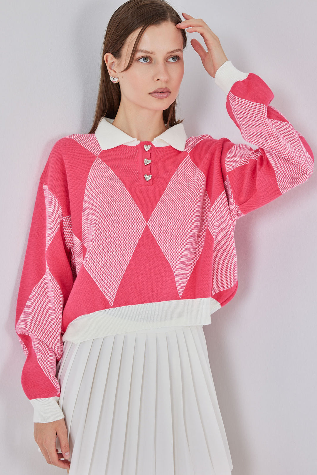 BGD Women Kadın Crop Triko Kazak 15936 - C. Pembe - Piatra Neamţ