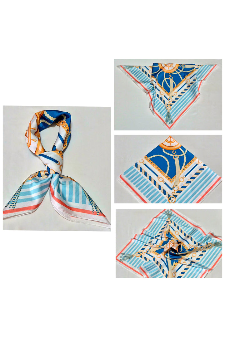 BGD Women Woman Patterned Bandana Scarf 010187 - Blue - Manchester