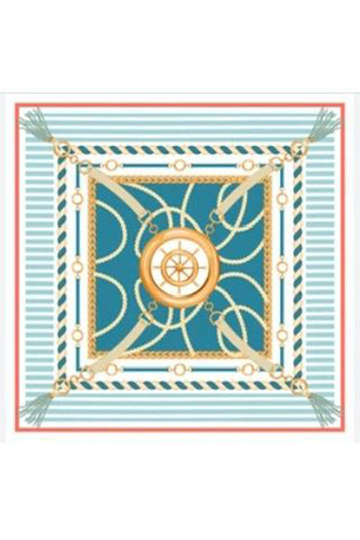 BGD Women Woman Patterned Bandana Scarf 010187 - Blue - Manchester