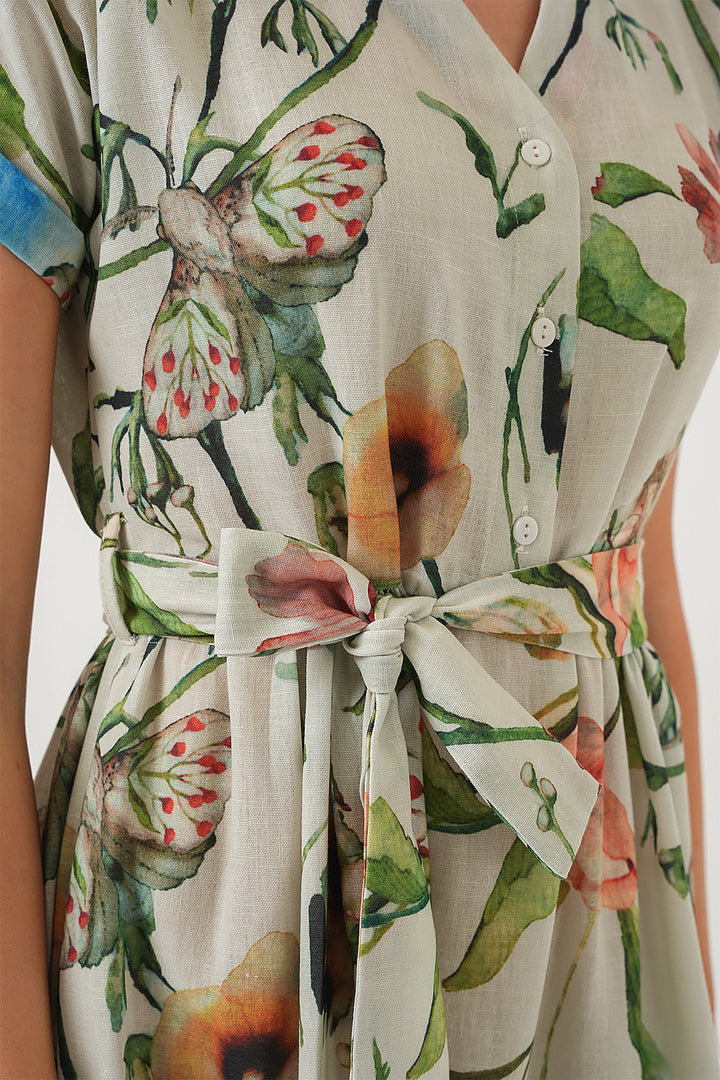 BGD Women Woman Patterned Short Sleeve Dress 2558 - Çağla - Villa del Carbón