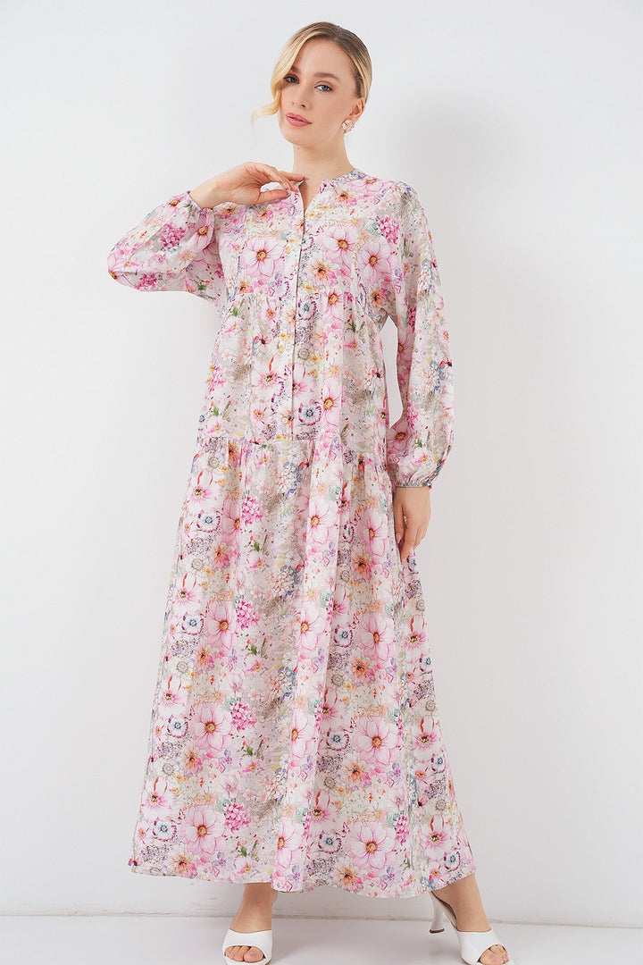 BGD Women Woman Patterned Hijab Dress 2583 - Pink - Wesley Chapel