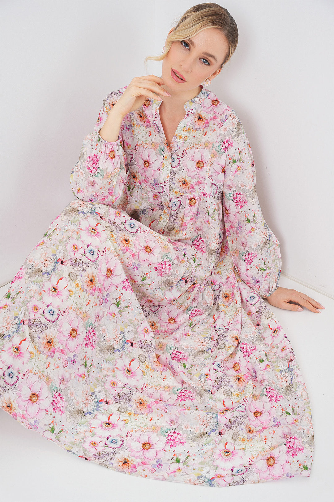 BGD Women Woman Patterned Hijab Dress 2583 - Pink - Wesley Chapel