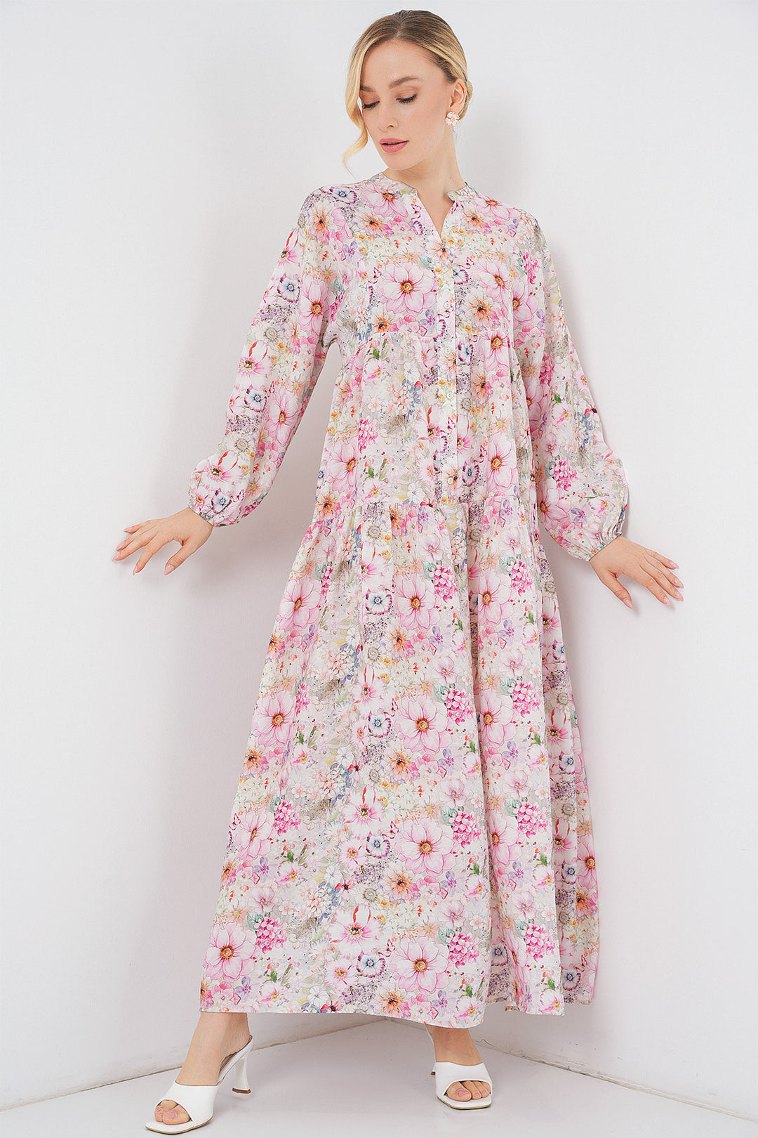 BGD Women Woman Patterned Hijab Dress 2583 - Pink - Wesley Chapel