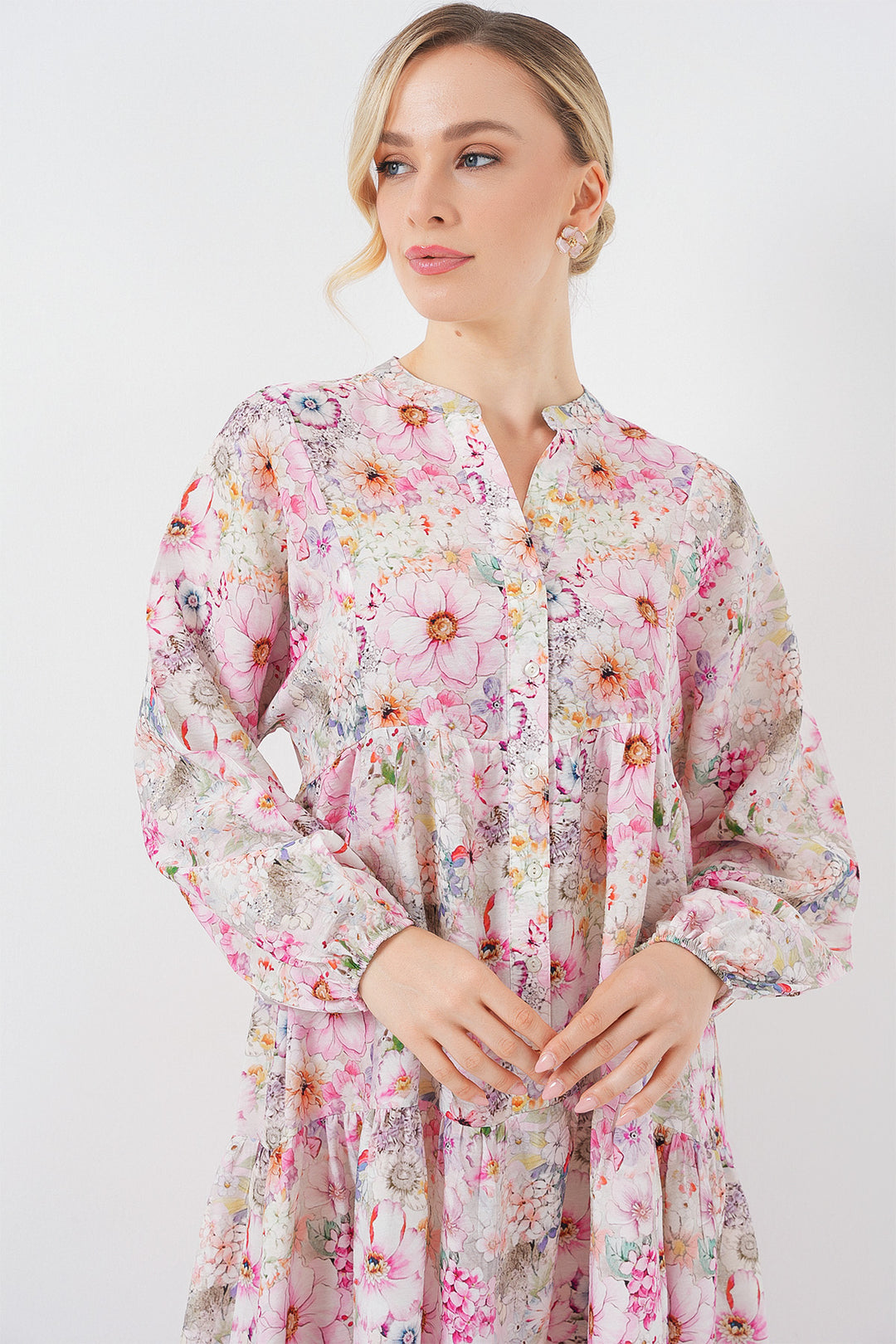 BGD Women Woman Patterned Hijab Dress 2583 - Pink - Wesley Chapel