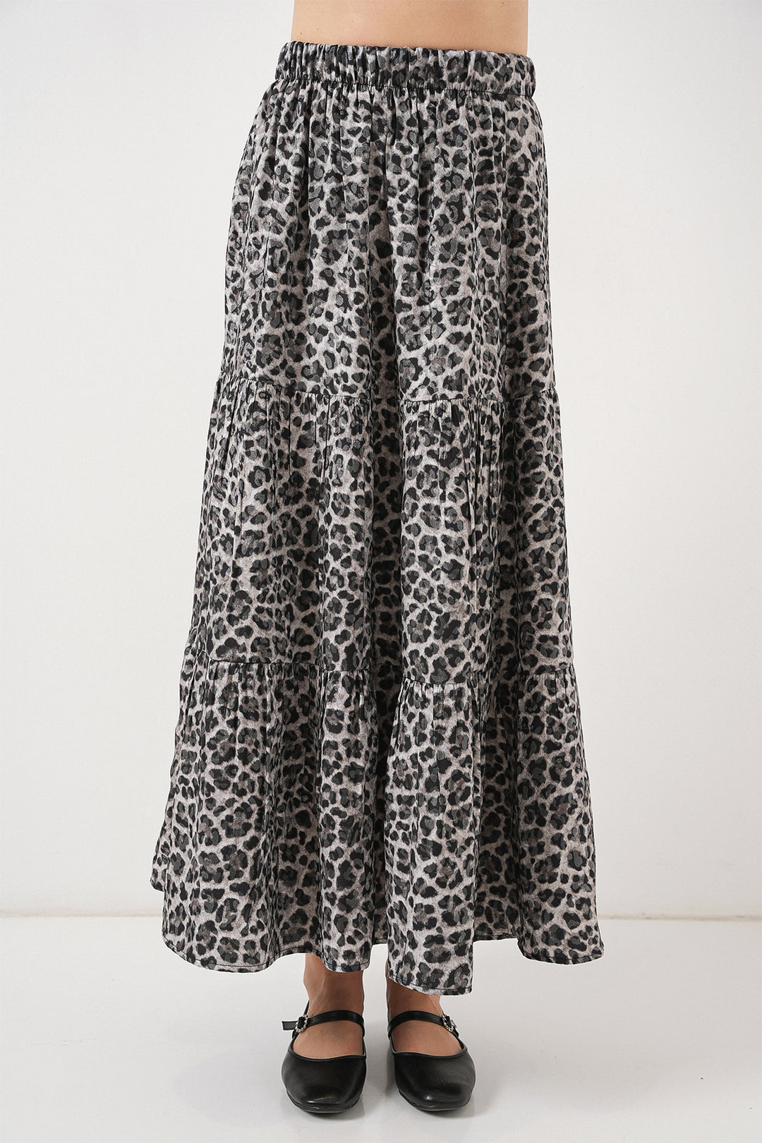 BGD Women Woman Patterned Long Skirt 8053 - Anthracite - Corigliano Calabro