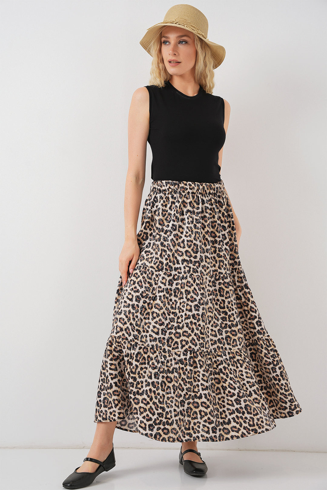 BGD Women Woman Patterned Long Skirt 8053 - C. Brown - Dallas