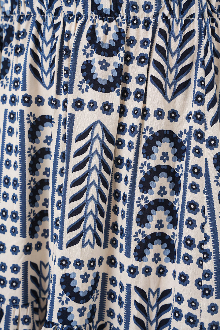 BGD Women Woman Patterned Long Skirt 8053 - Cream - Lake Stevens