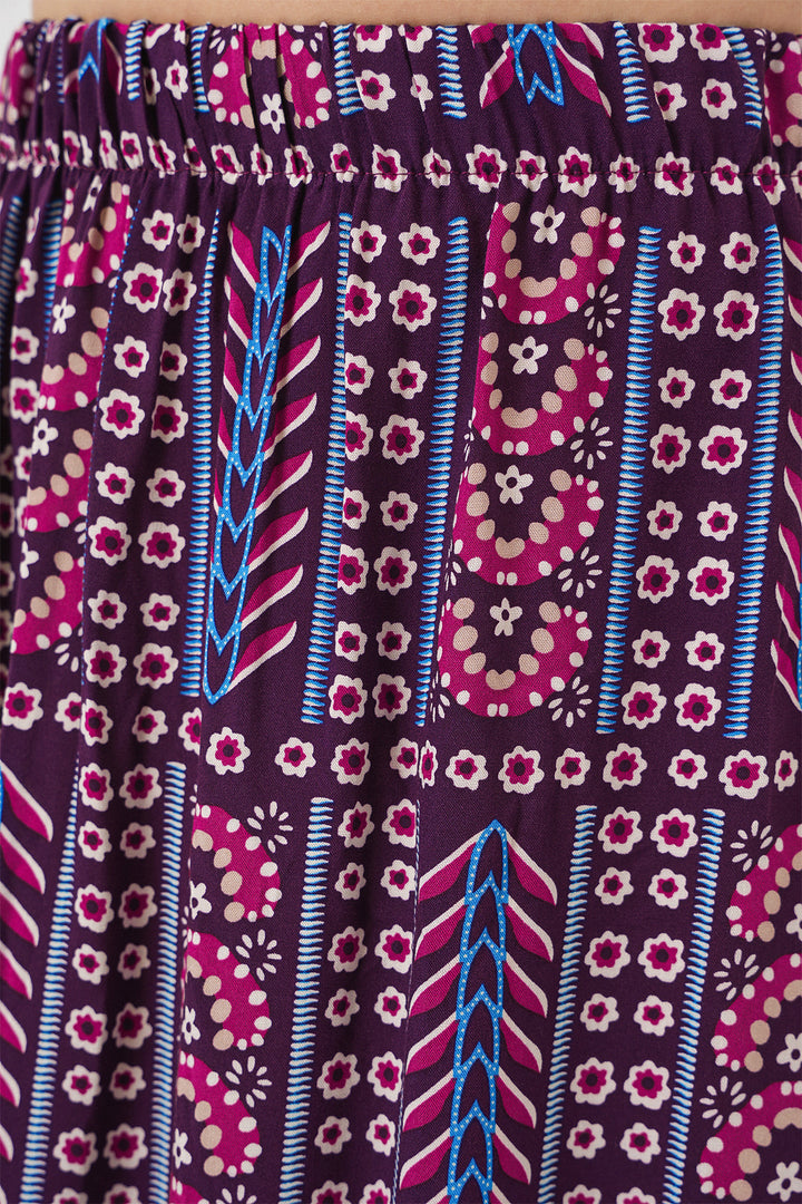 BGD Women Woman Patterned Long Skirt 8053 - Purple - Böblingen