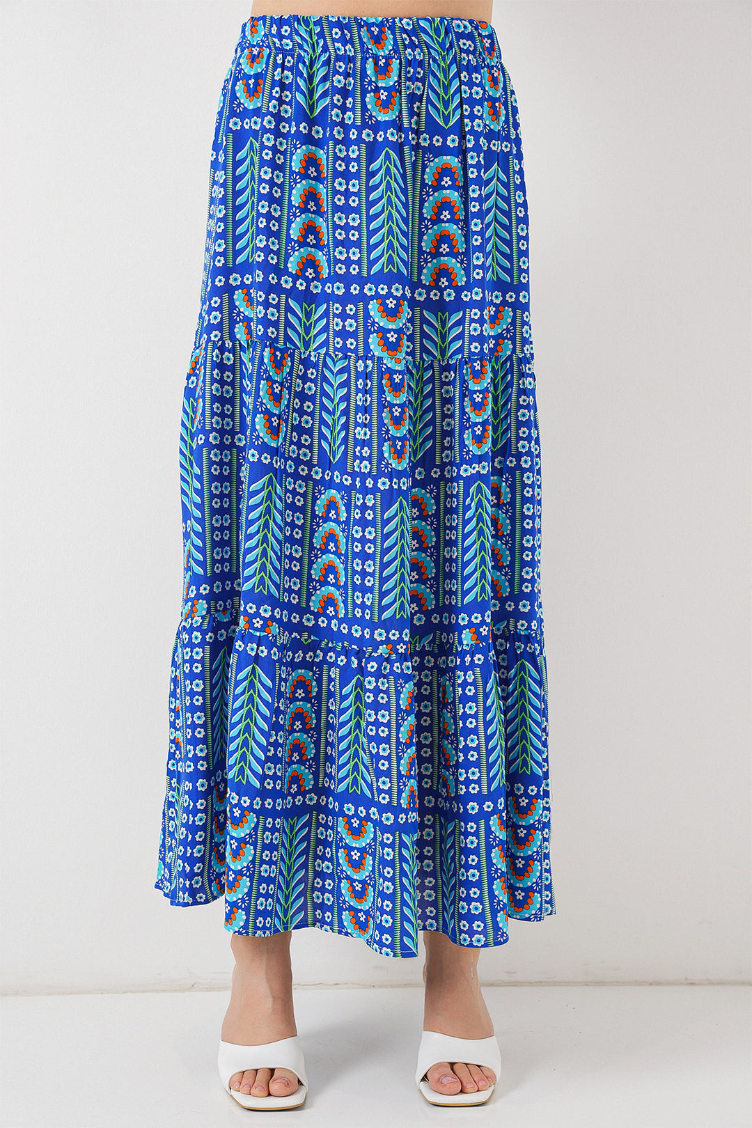 BGD Women Woman Patterned Long Skirt 8053 - Blue - Vitry-sur-Seine