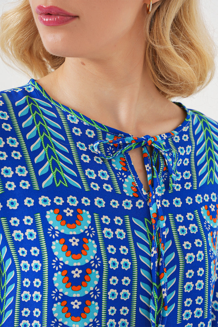 BGD Women Woman Patterned Long Sleeve Blouse 970 - Saks - Saginaw