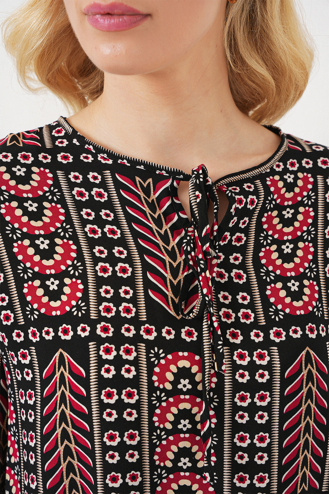 BGD Women Woman Patterned Long Sleeve Blouse 970 - Black - Las Rozas de Madrid