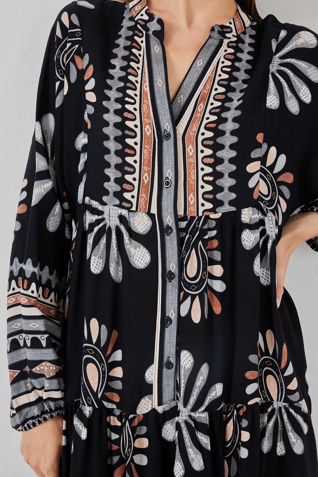 BGD Women Woman Patterned Long Hijab Dress 2585 - Black - Castrop-Rauxel