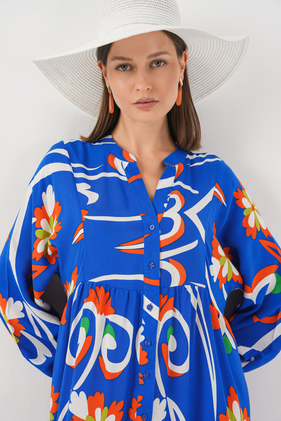 BGD Women Woman Patterned Long Hijab Dress 2585 - A.Orange - Newcastle