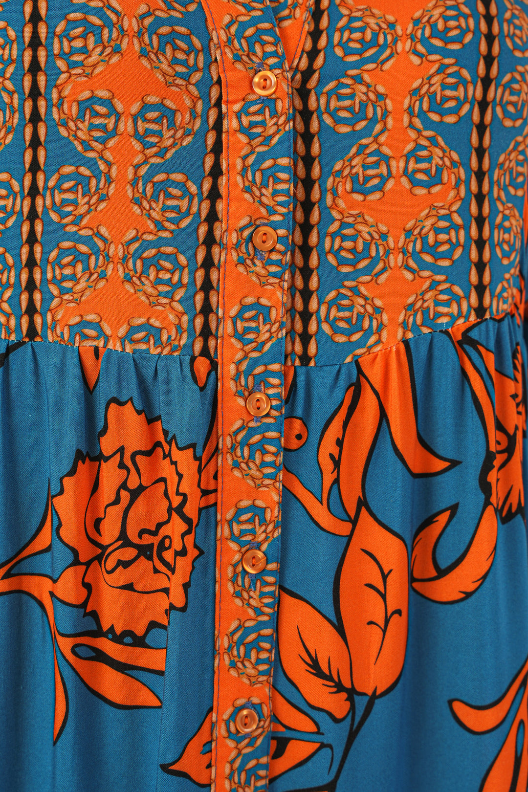 BGD Women Woman Patterned Long Hijab Dress 2585 - C. Orange - San Germán