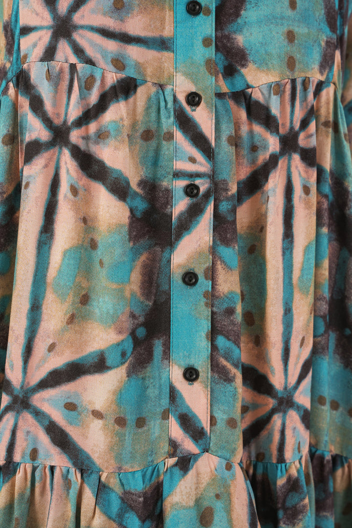 BGD Women Woman Patterned Long Hijab Dress 2585 - D. Mint - Florence-Graham