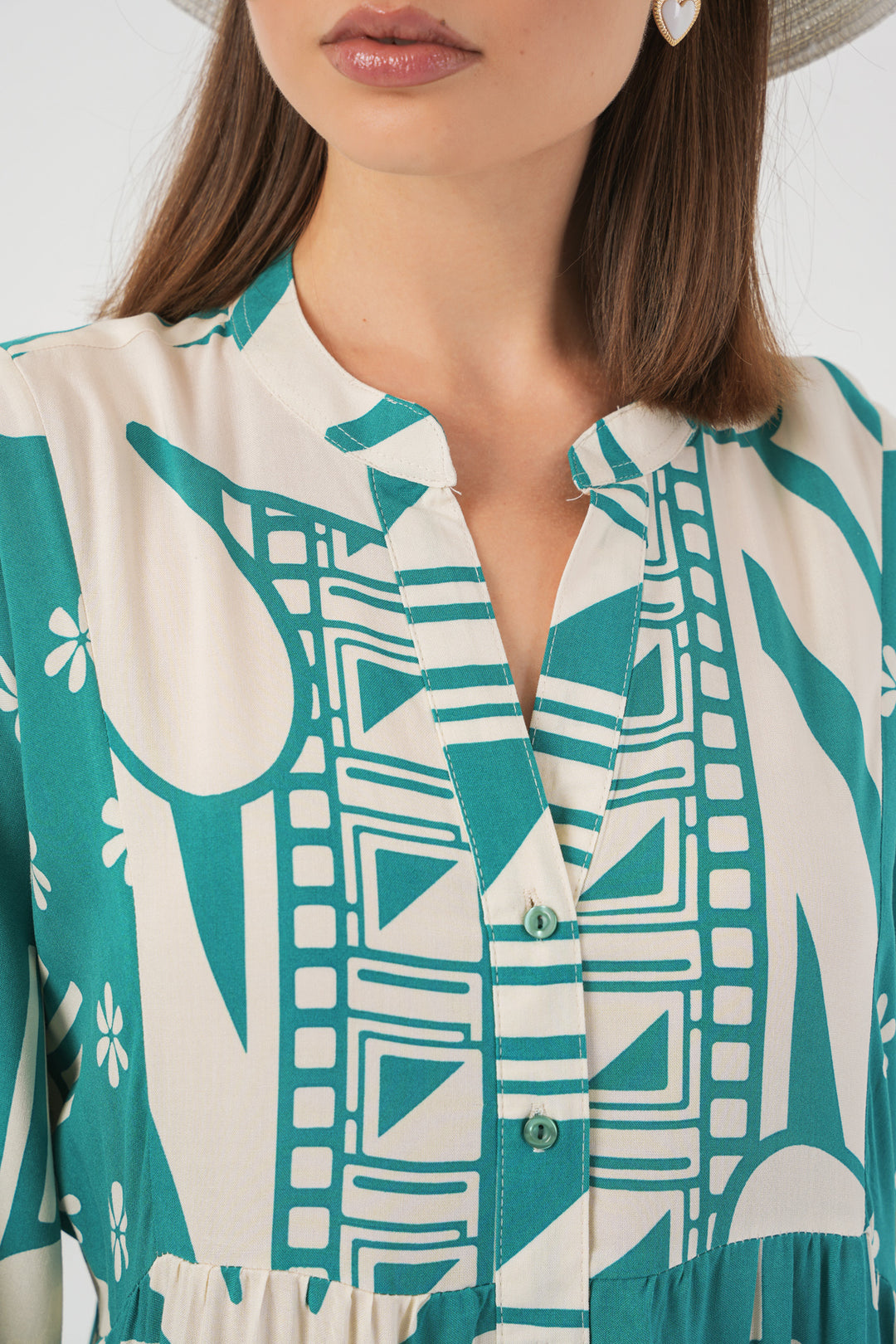 BGD Women Woman Patterned Long Hijab Dress 2585 - E.Mint - Prescott