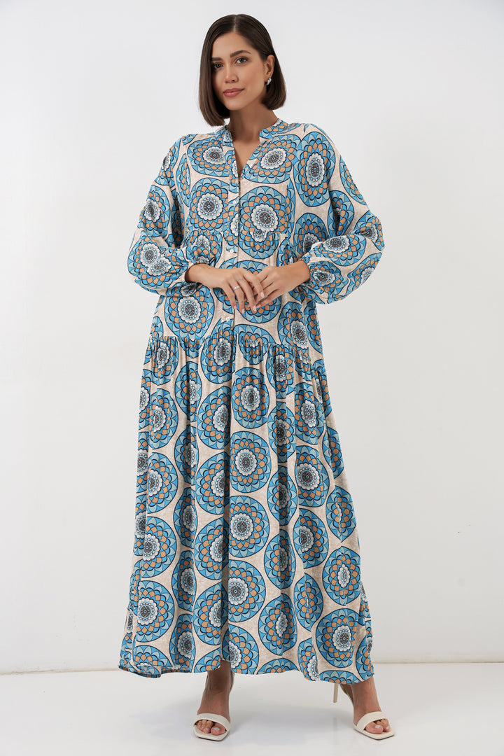 BGD Women Kadın Desenli Uzun Tesettür Elbise 2585 - F.Mint - Laatzen