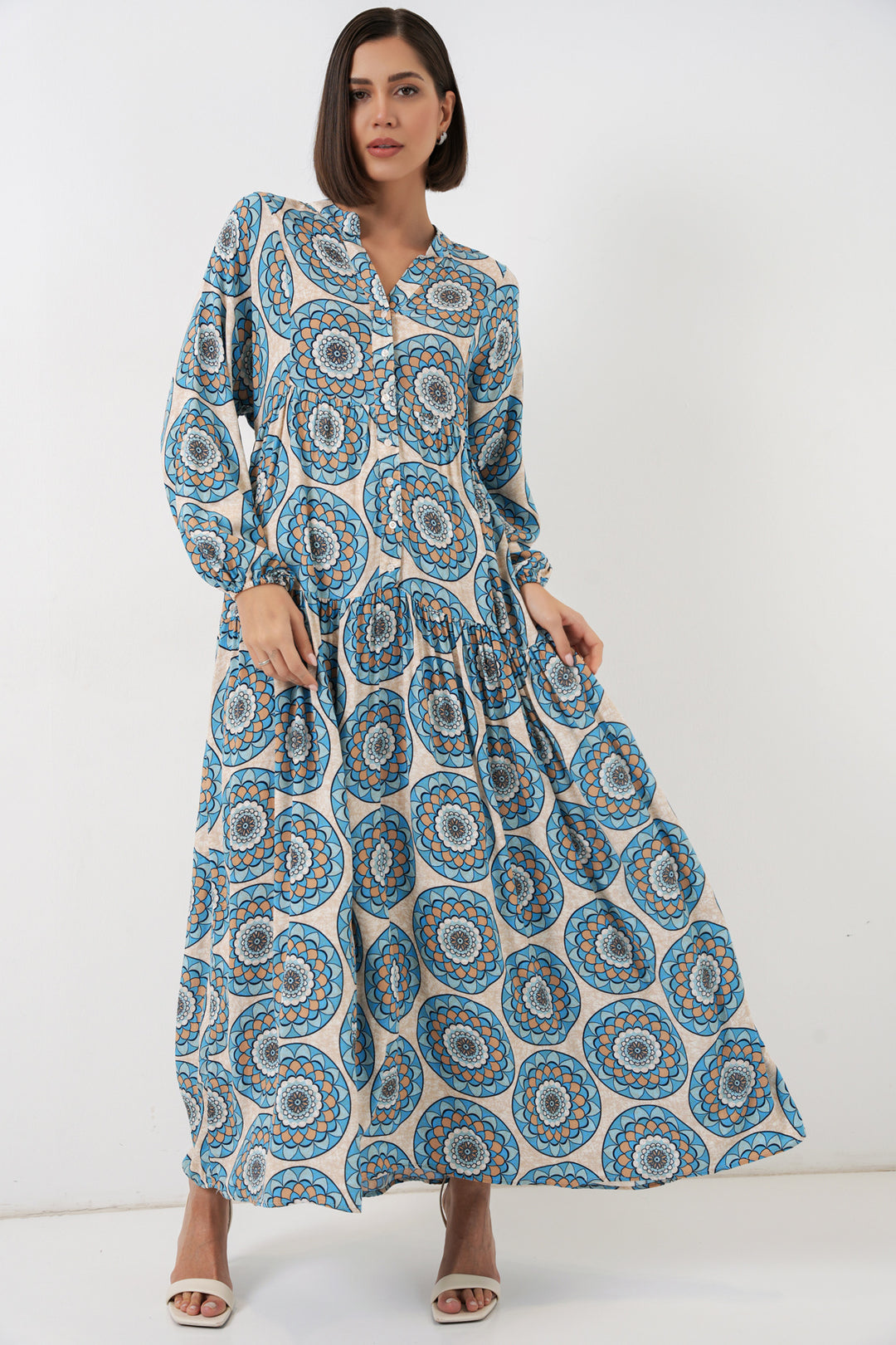 BGD Women Kadın Desenli Uzun Tesettür Elbise 2585 - F.Mint - Laatzen