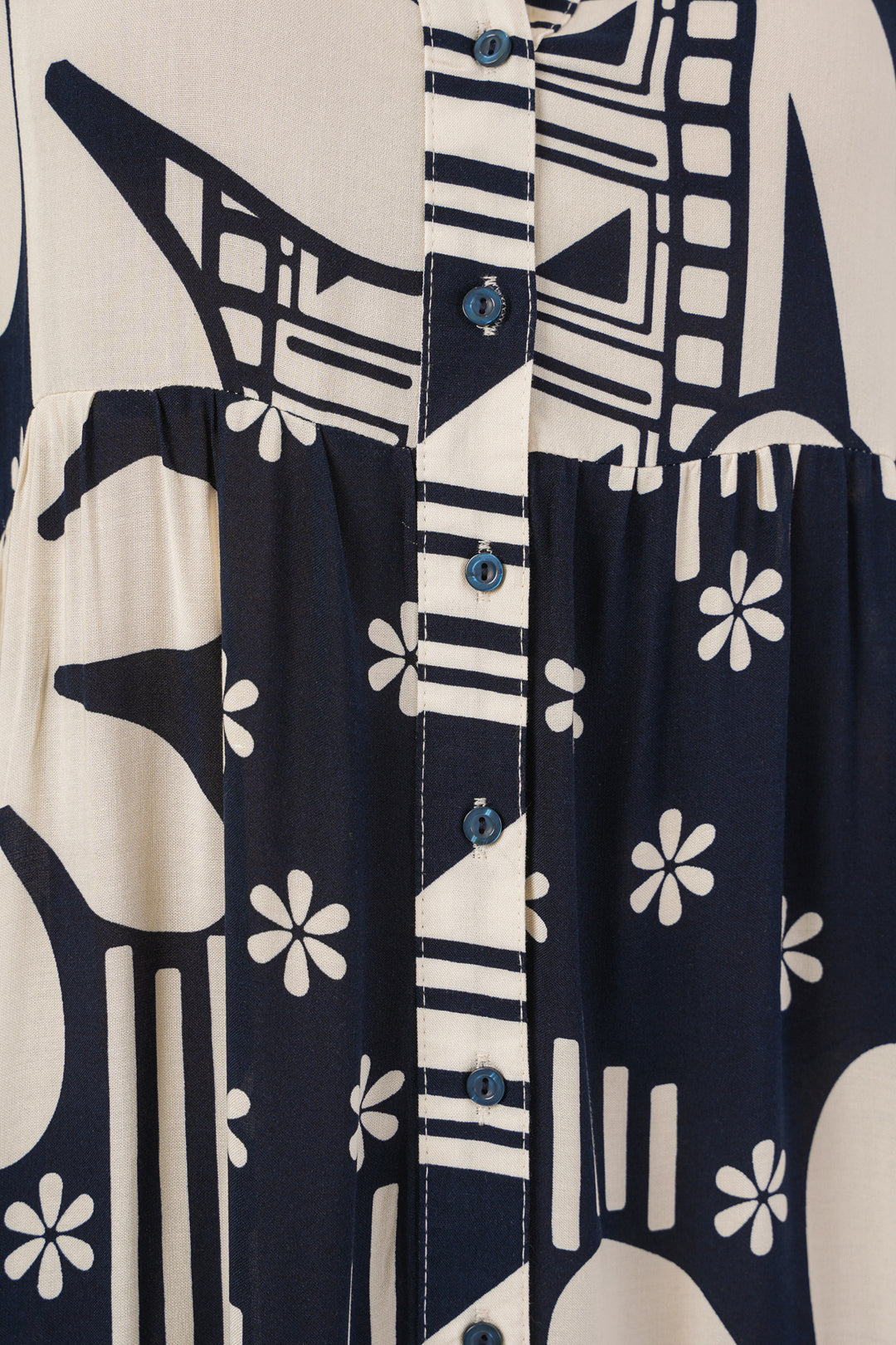 BGD Women Woman Patterned Long Hijab Dress 2585 - L. Navy Blue - Napier