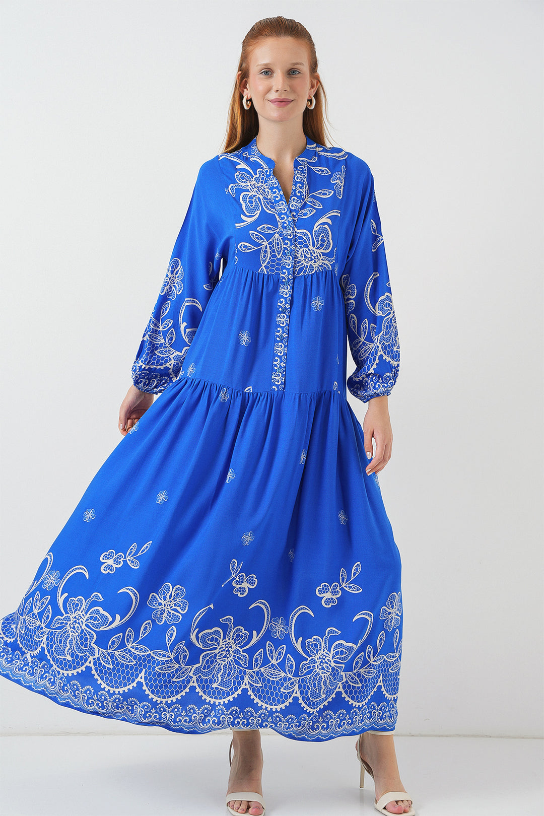 BGD Women Woman Patterned Long Hijab Dress 2585 - Saks - Bradenton