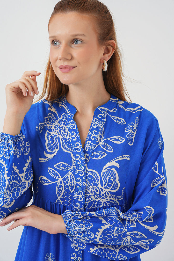 BGD Women Woman Patterned Long Hijab Dress 2585 - Saks - Bradenton