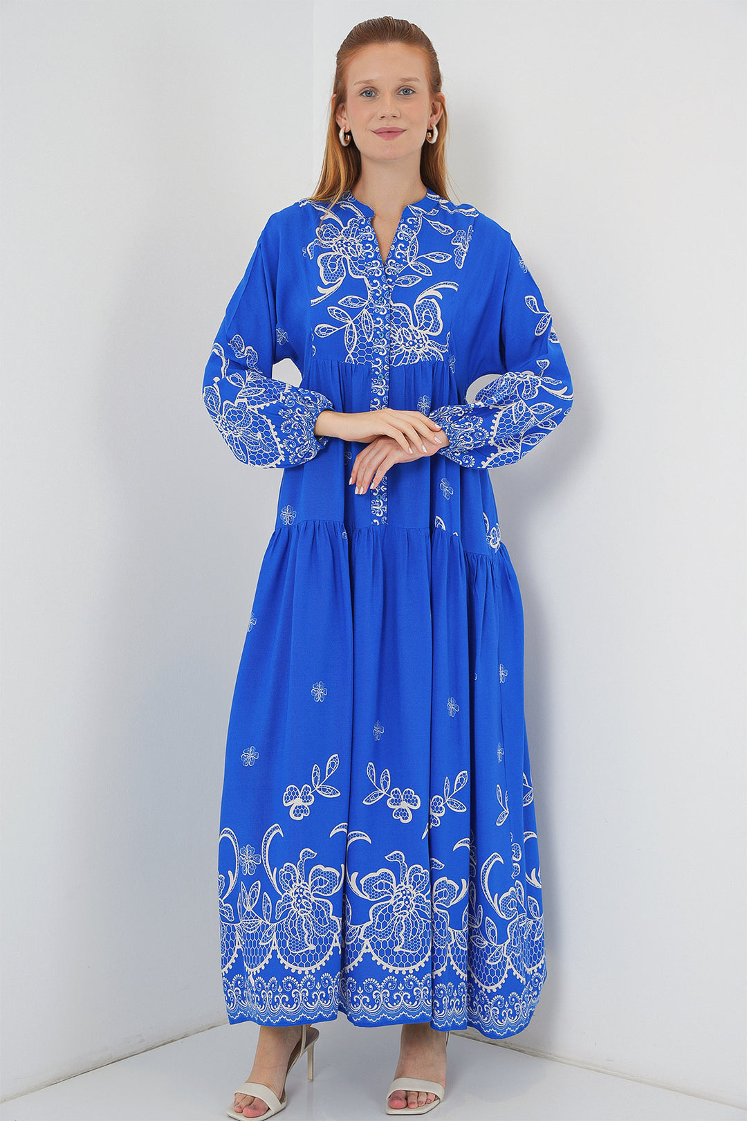 BGD Women Woman Patterned Long Hijab Dress 2585 - Saks - Bradenton