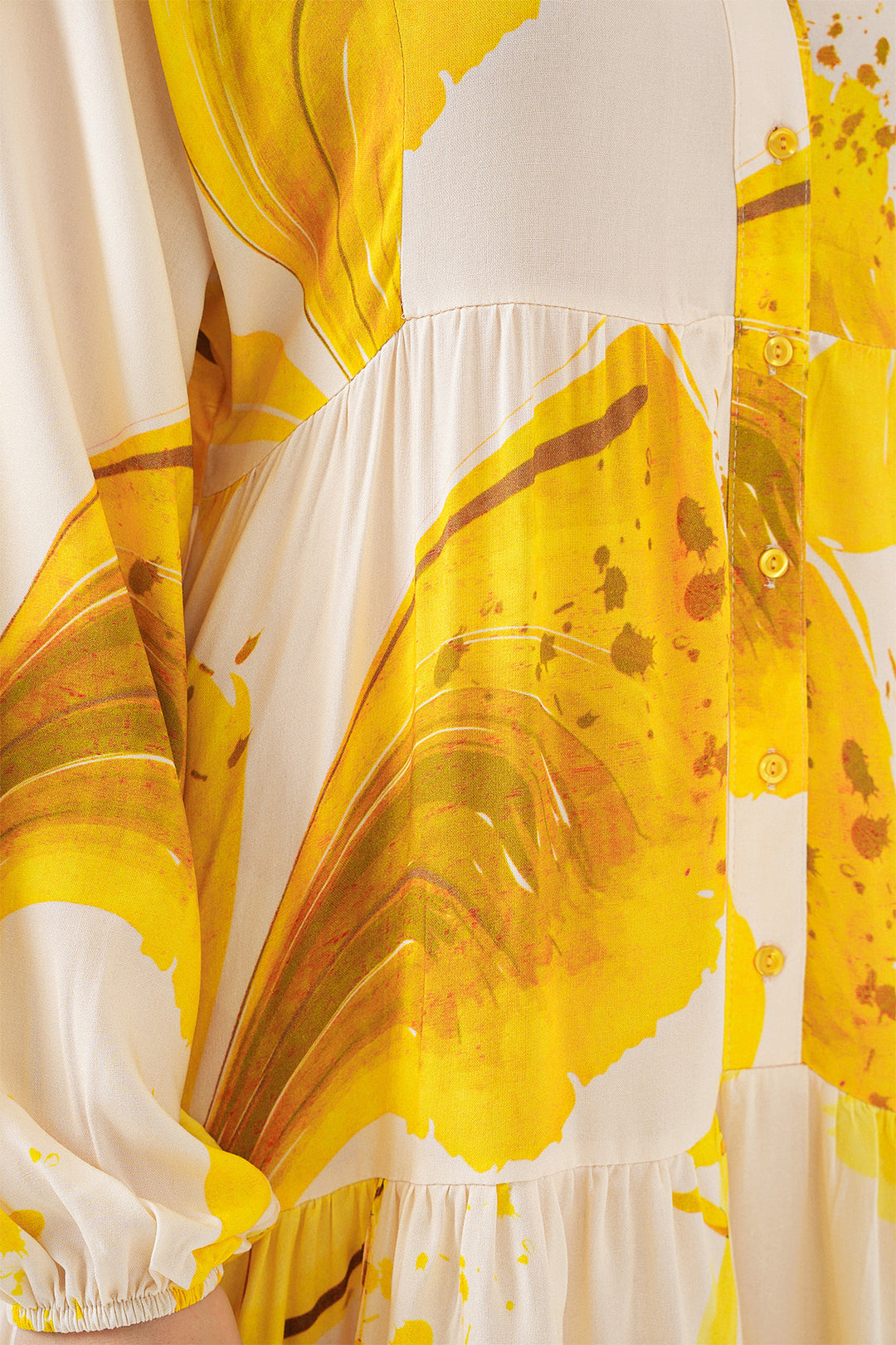 BGD Women Woman Patterned Long Hijab Dress 2585 - Yellow - Saskatoon