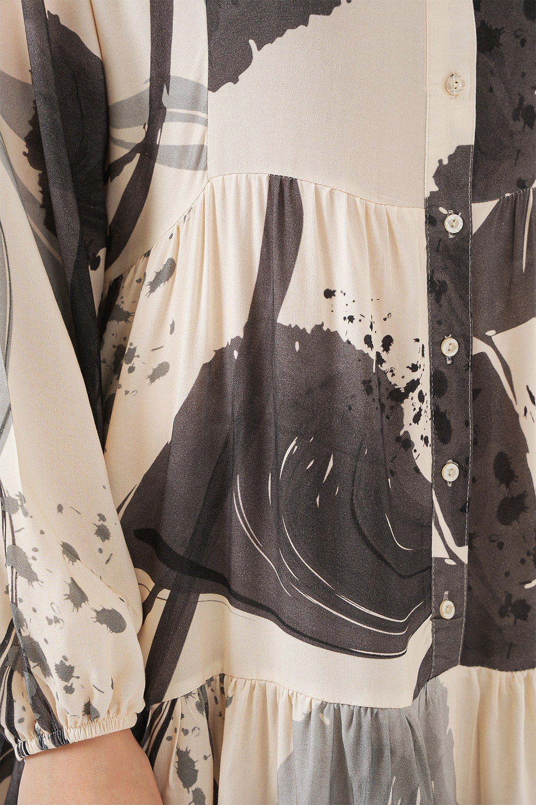 BGD Women Woman Patterned Long Hijab Dress 2585 - Black - Westland