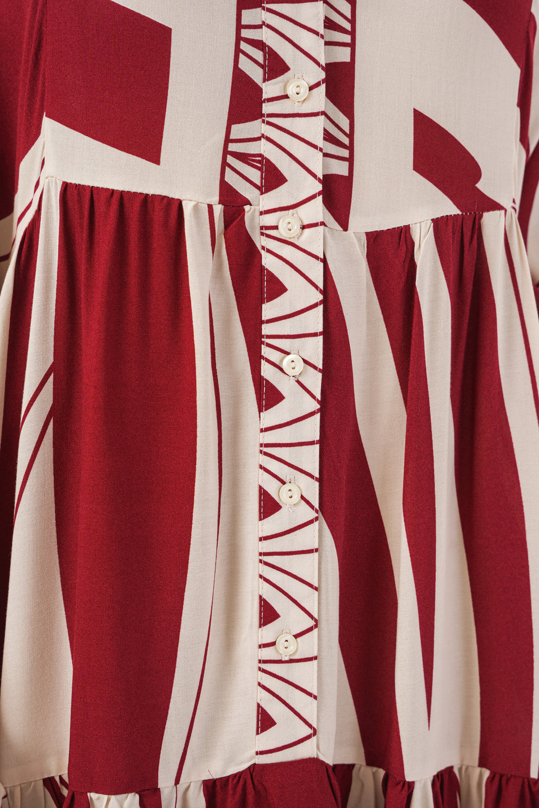 BGD Women Woman Patterned Long Hijab Dress 2585 - Maroon - Châteauguay