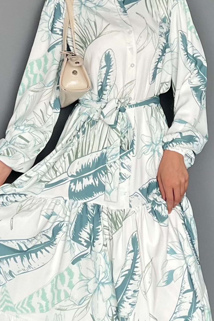 BGD Women Woman Patterned Long Hijab Dress 2586 - Çağla - Alghero