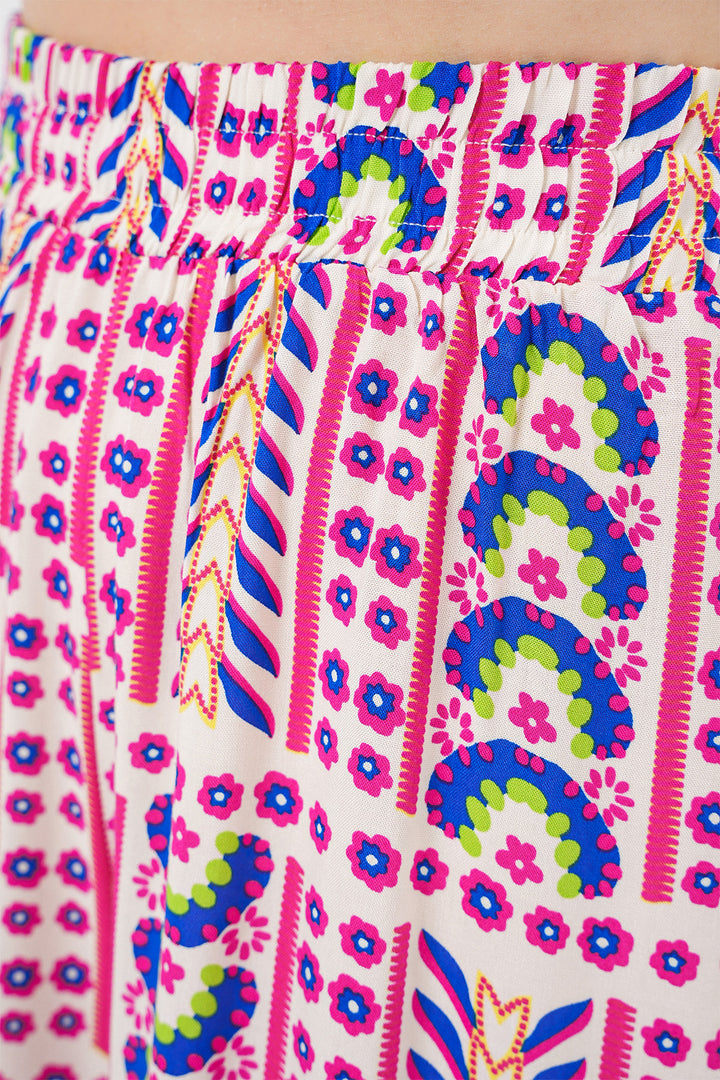 BGD Women Woman Patterned Viscose Trousers 6749 - Fuchsia - Draguignan