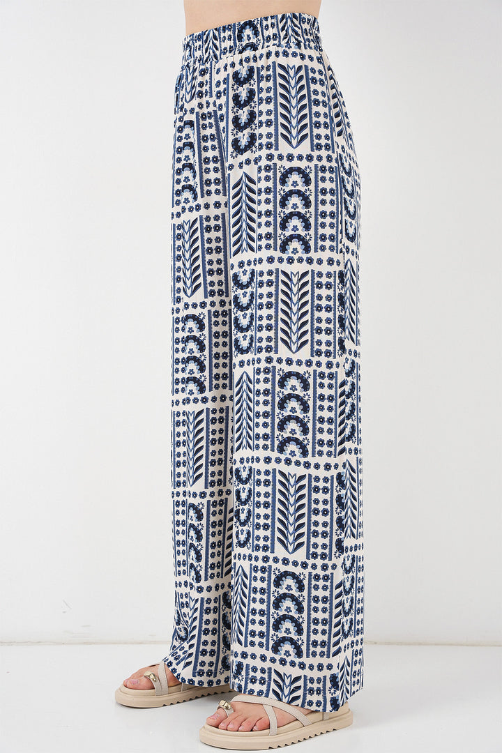 BGD Women Woman Patterned Viscose Trousers 6749 - Cream - Gómez Palacio