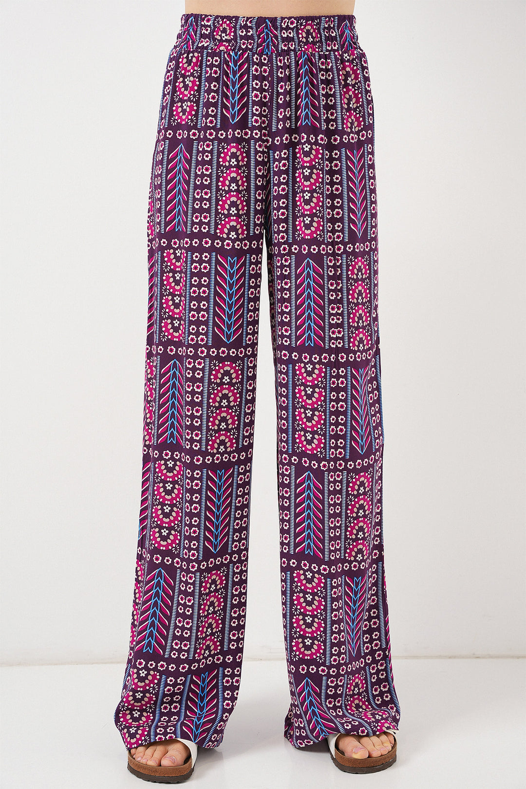BGD Women Woman Patterned Viscose Trousers 6749 - Purple - Enerhodar
