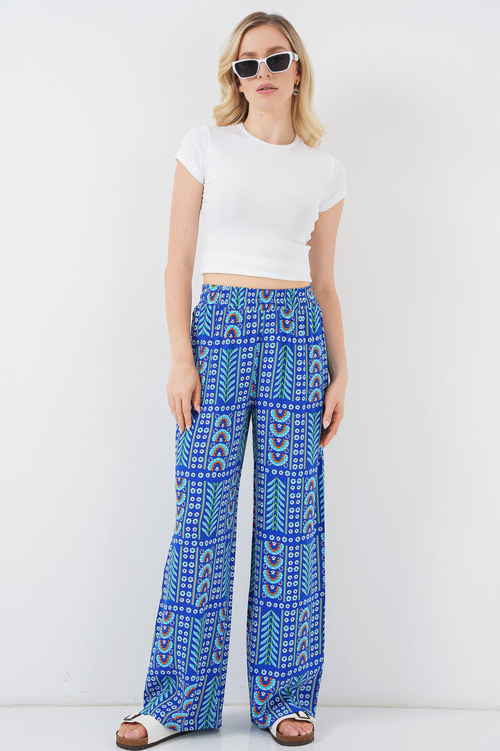 BGD Women Woman Patterned Viscose Trousers 6749 - Saks - Zamora