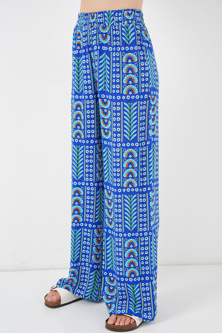 BGD Women Woman Patterned Viscose Trousers 6749 - Saks - Zamora