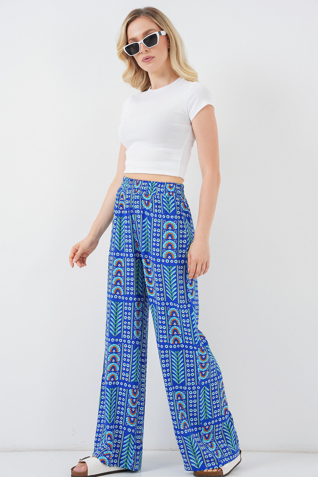 BGD Women Woman Patterned Viscose Trousers 6749 - Saks - Zamora