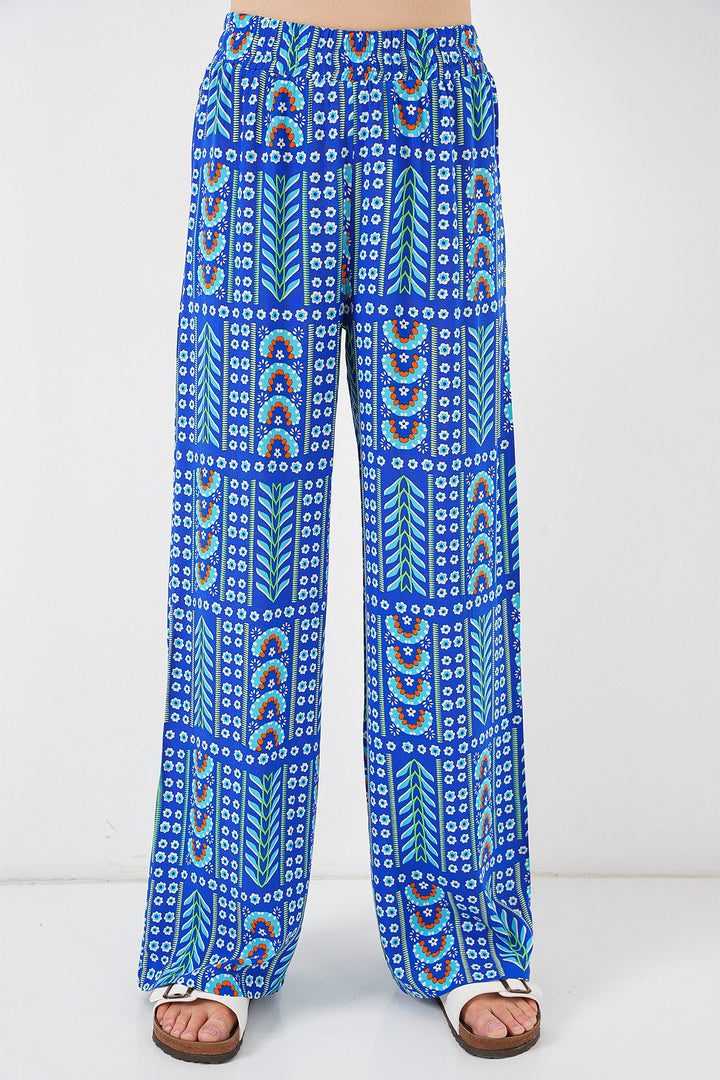 BGD Women Woman Patterned Viscose Trousers 6749 - Saks - Zamora