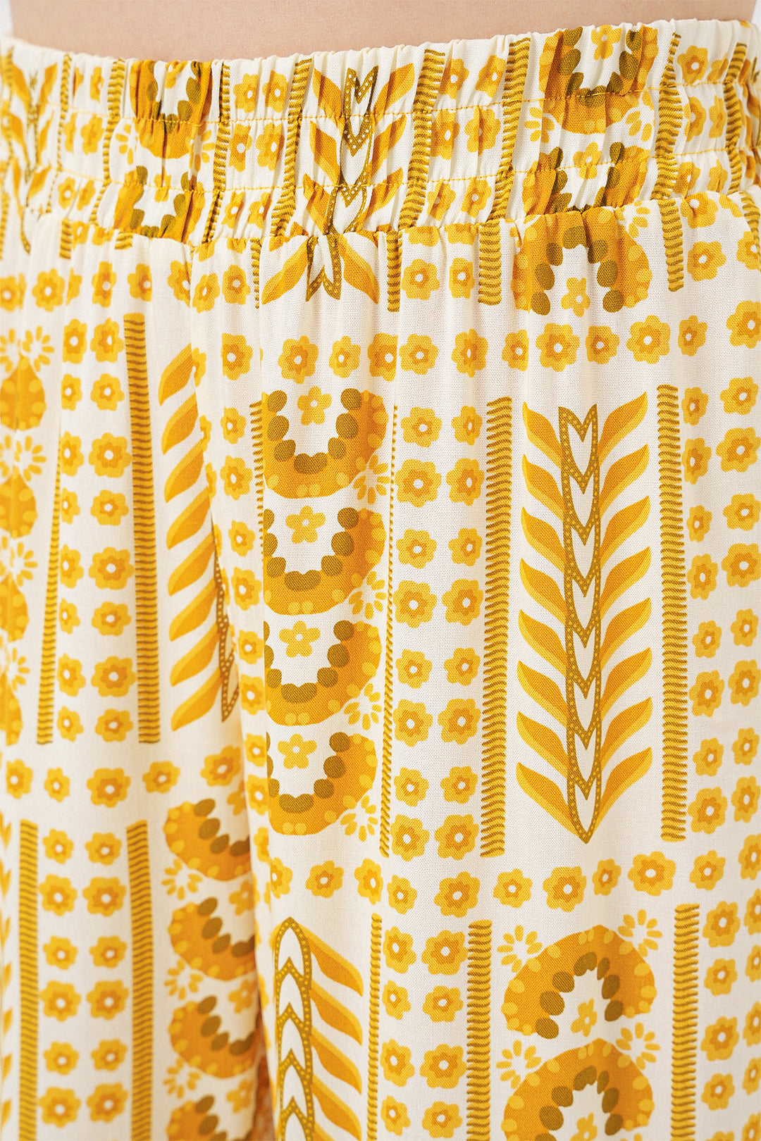 BGD Women Kadın Desenli Viskon Pantolon 6749 - Sarı - Westminster