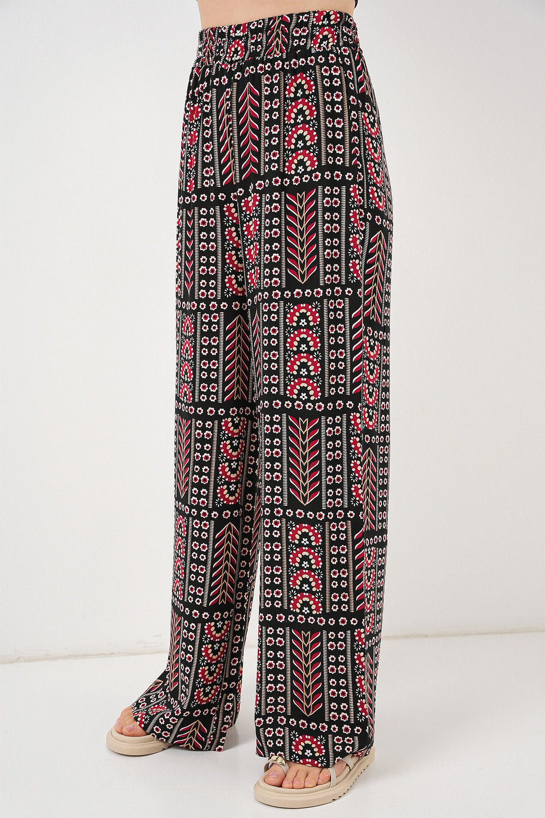 BGD Women Woman Patterned Viscose Trousers 6749 - Black - Misterbianco