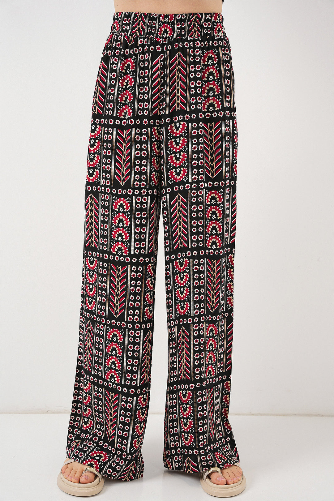 BGD Women Woman Patterned Viscose Trousers 6749 - Black - Misterbianco