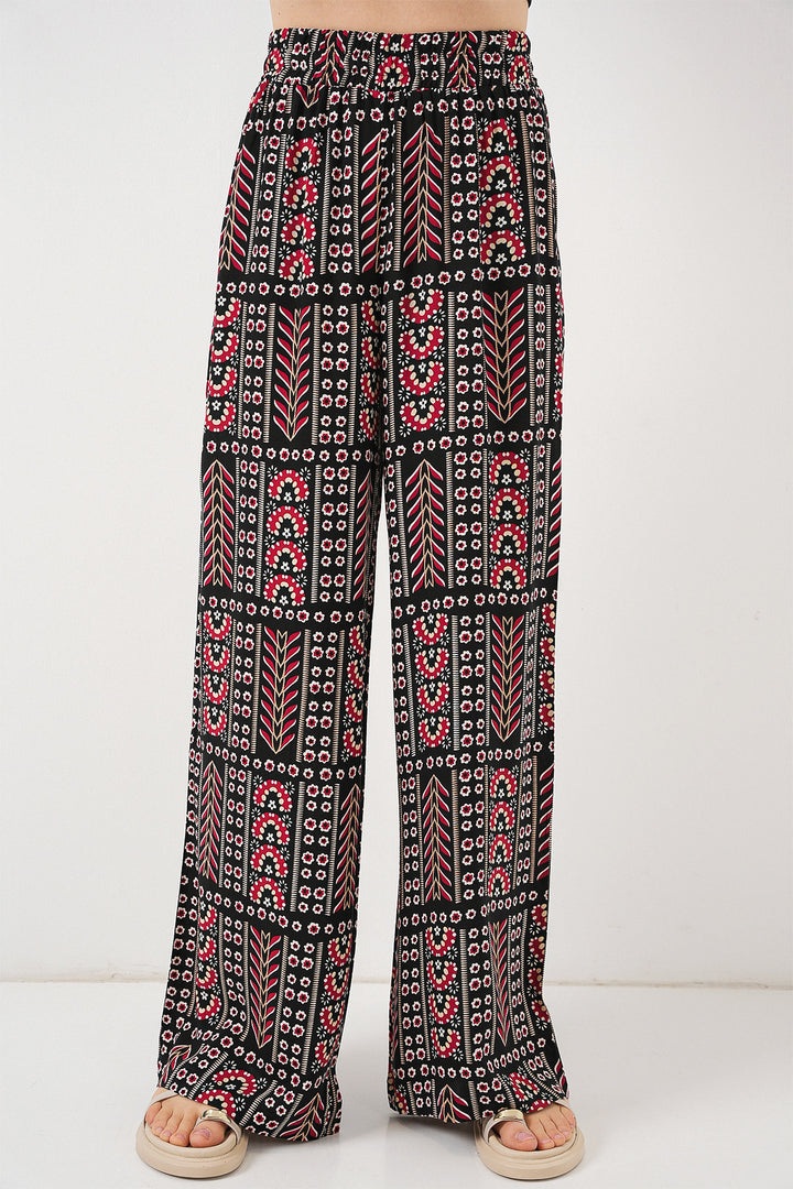 BGD Women Woman Patterned Viscose Trousers 6749 - Black - Misterbianco