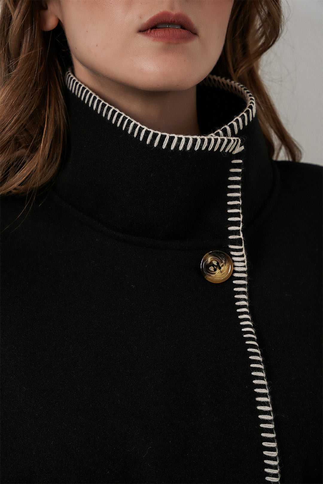 BGD Women Woman's Tailored Cape Coat with Stitch Detail 9166 - Black - Desio