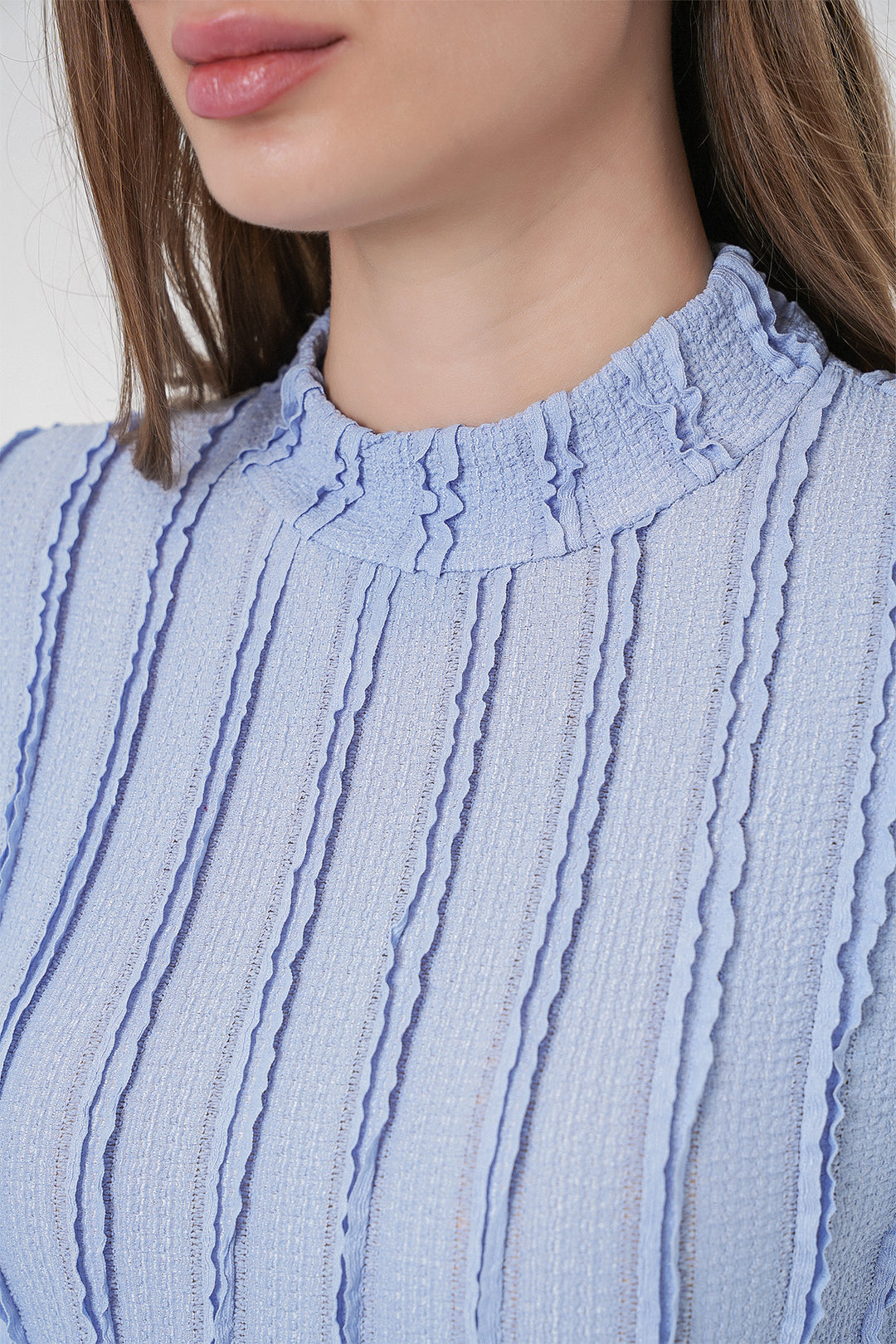 BGD Women Women's Textured Knit Flexible Blouse 975 - Blue - Methuen Town