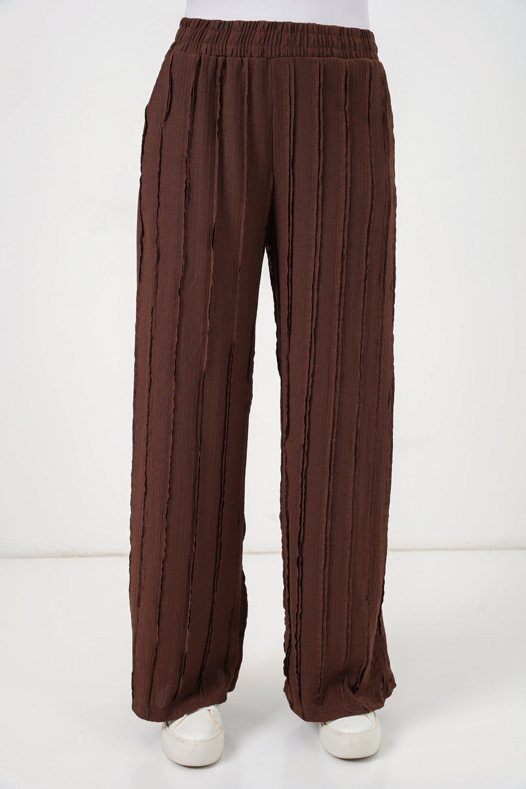 BGD Women Kadın Dokulu Esnek Örme Pantolon 30077 - Kahverengi - Narbonne