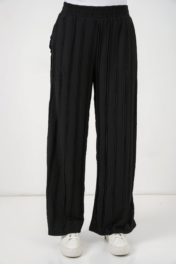 BGD Women Kadın Dokulu Esnek Örme Pantolon 30077 - Siyah - Buffalo