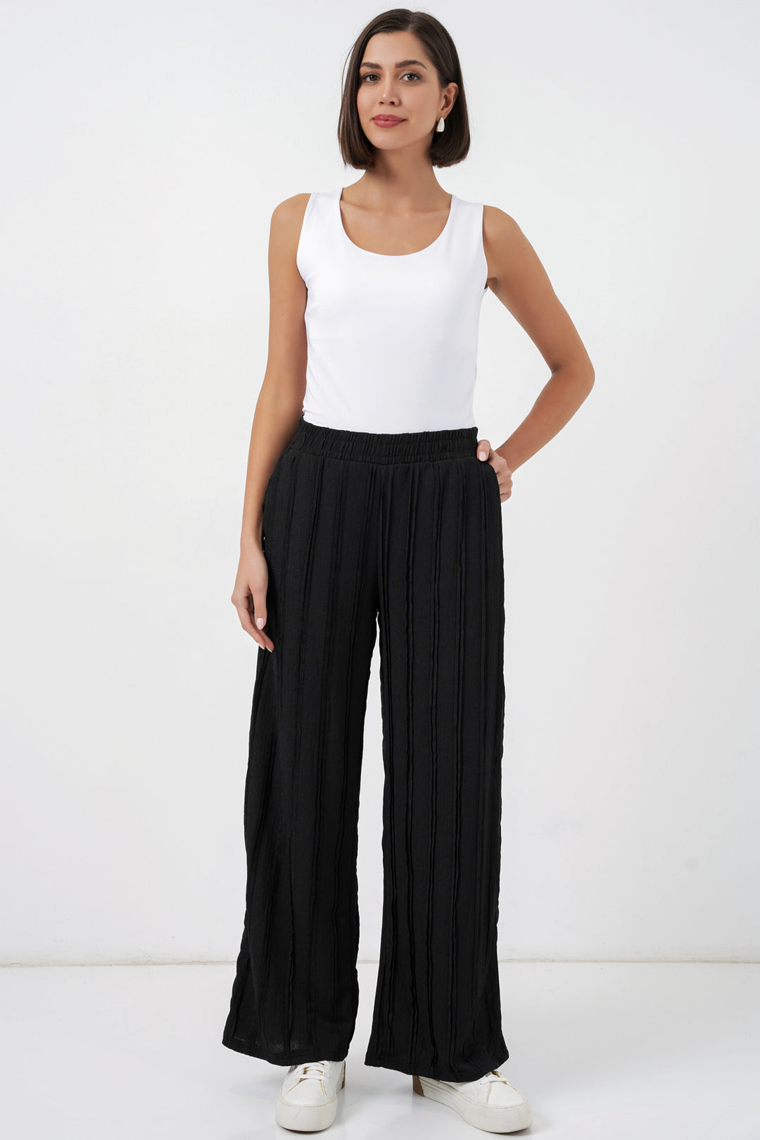 BGD Women Kadın Dokulu Esnek Örme Pantolon 30077 - Siyah - Buffalo