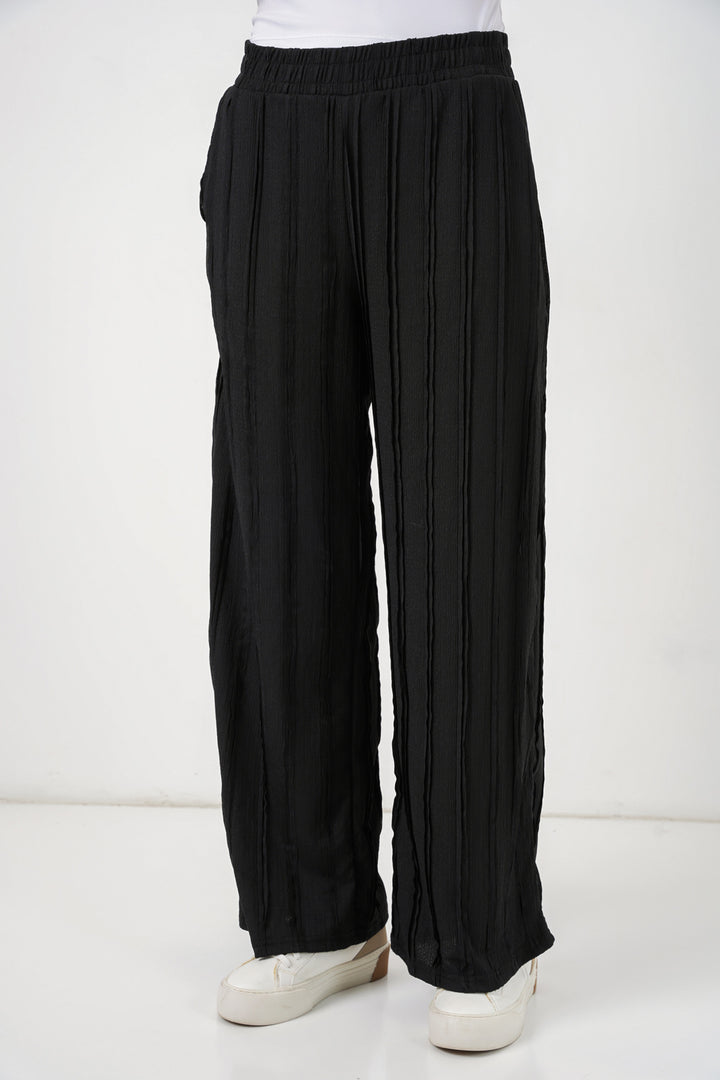 BGD Women Kadın Dokulu Esnek Örme Pantolon 30077 - Siyah - Buffalo